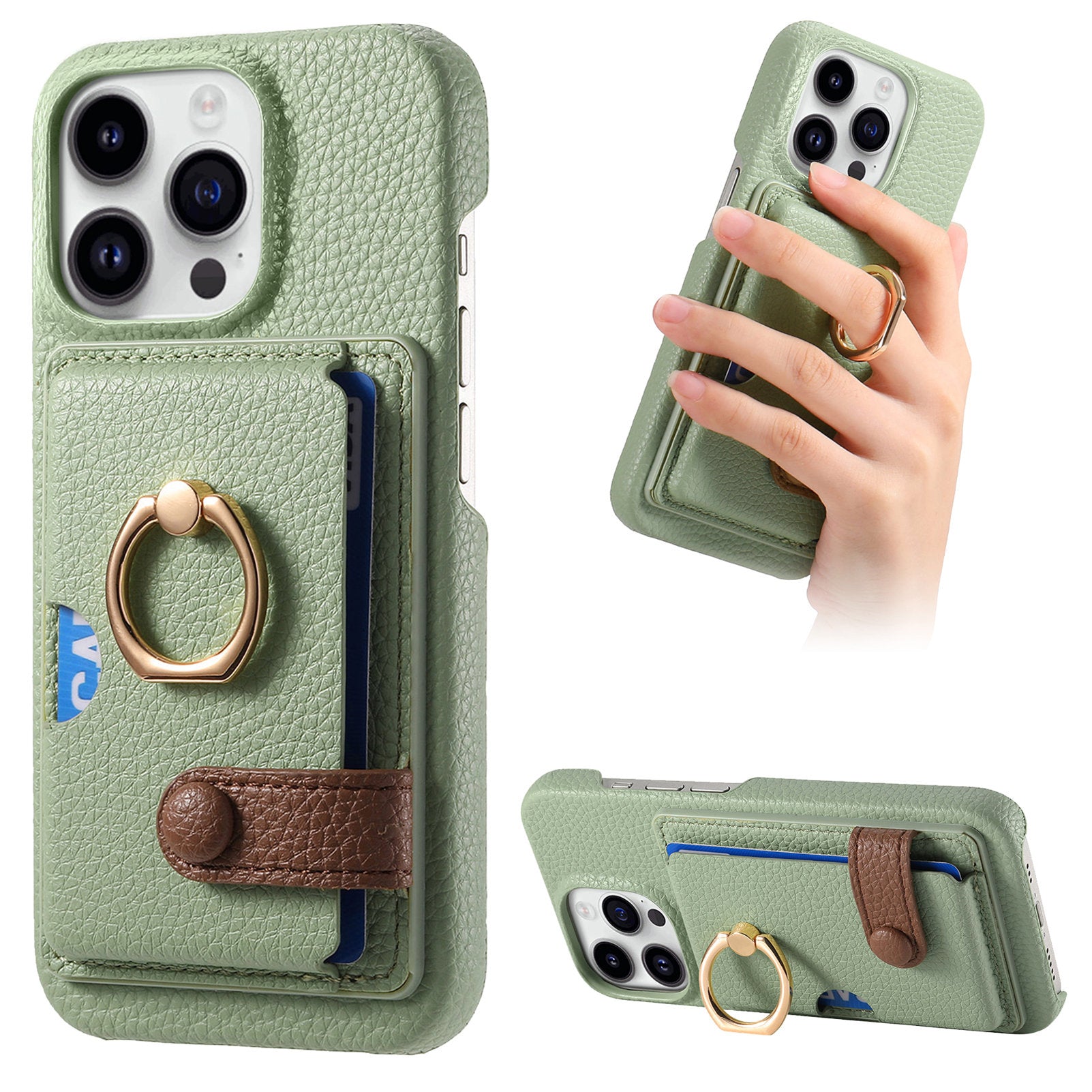 Y2 For iPhone 13 Pro Case Card Slot PU+PC+TPU Phone Cover with Kickstand Y2 For iPhone 13 Pro Case Card Slot PU+PC+TPU Phone Cover with Kickstand